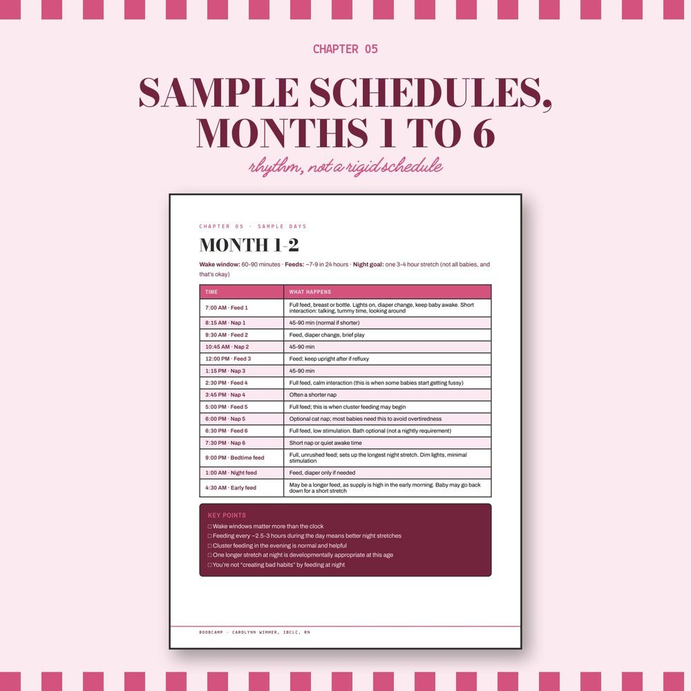 Sample schedules, months 1 to 6